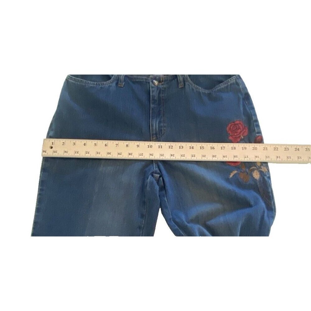 French Cuff Womens Jeans Sz 12 Embroidery Bootcut Y2K Denim Boho Western Artsy - Picture 9 of 12
